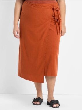 Future Collective Rust Linen Wrap Skirt